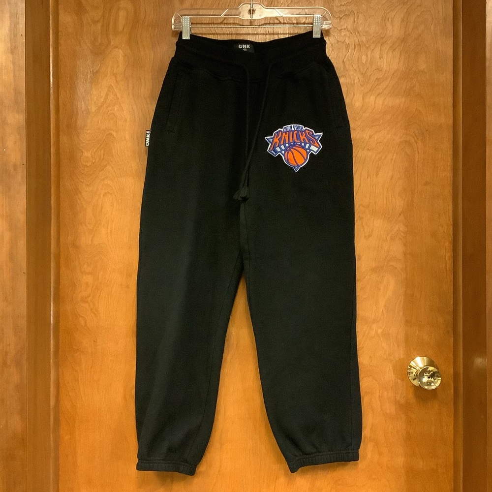 Vintage New York Knicks UNK MVP 2.0 Fleece Sweatpants Joggers Black Size S